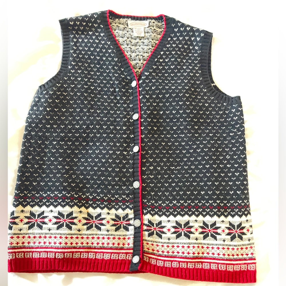 Northern Reflections Black red and white Knit Vest